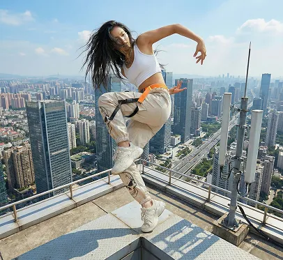 Background changed to rooftop cityscape by HiDream O1 Image
